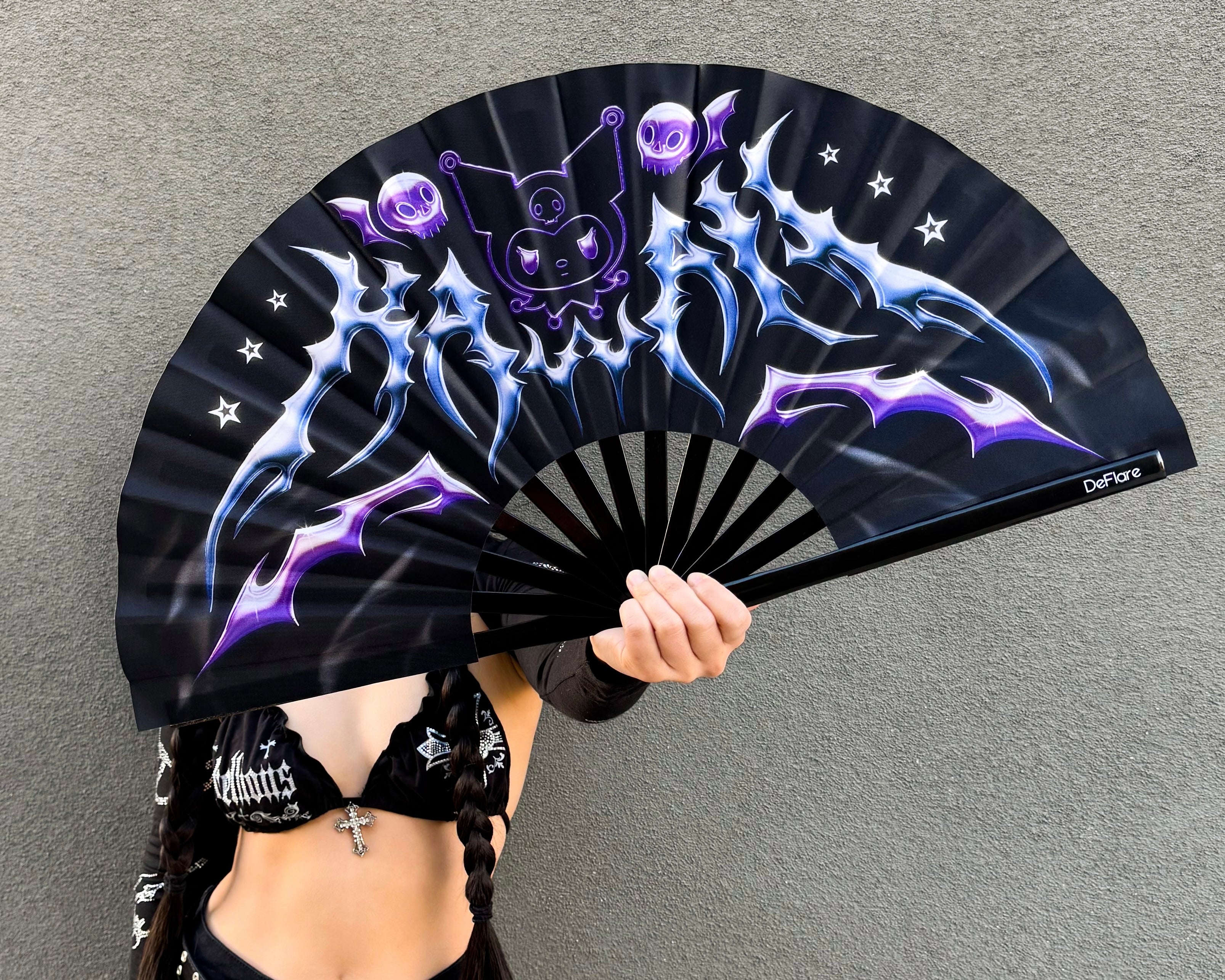 Chrome Bunny Rave Fan with Model