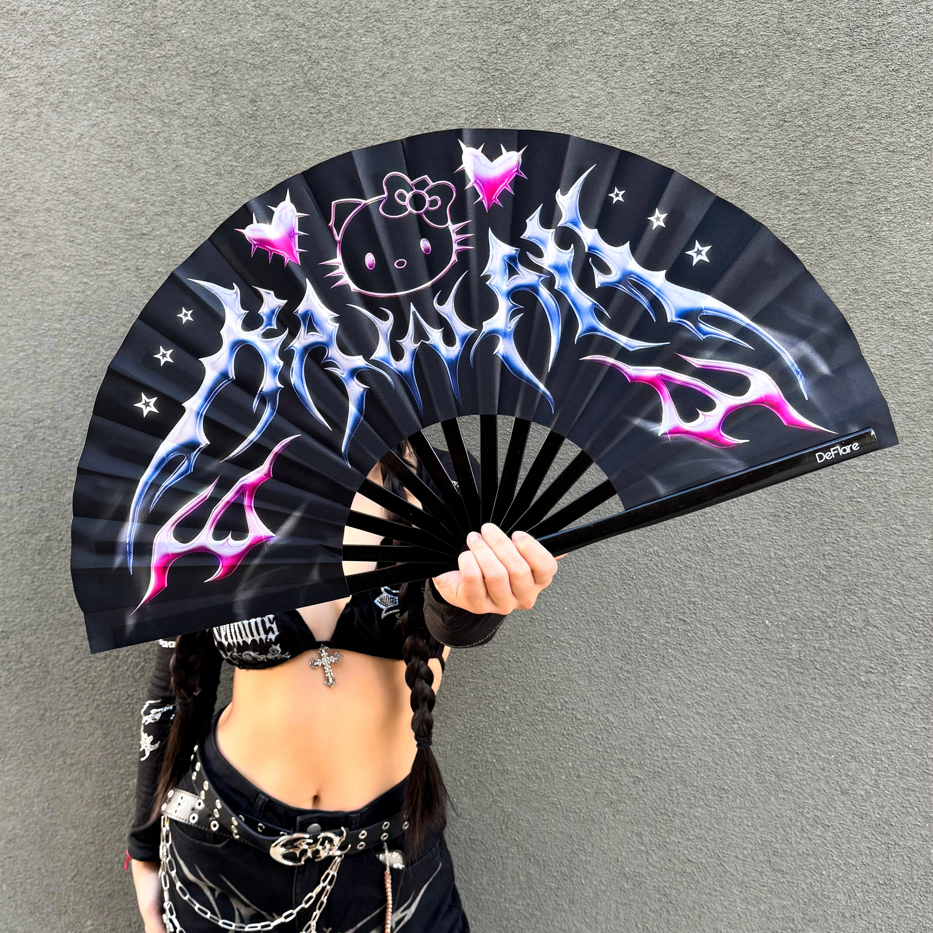Chrome Kitty Rave Fan with Model