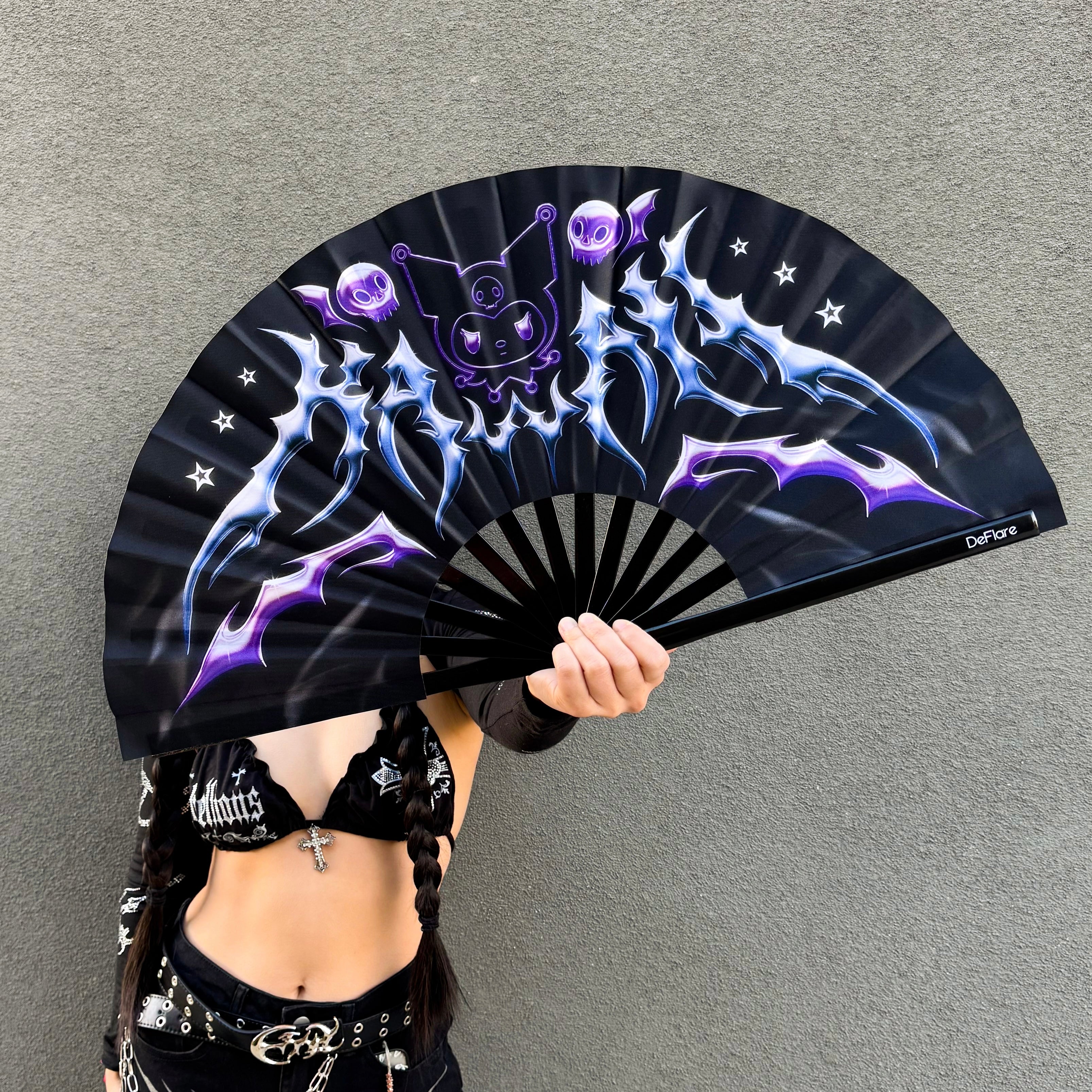 Chrome Bunny Rave Fan with Model