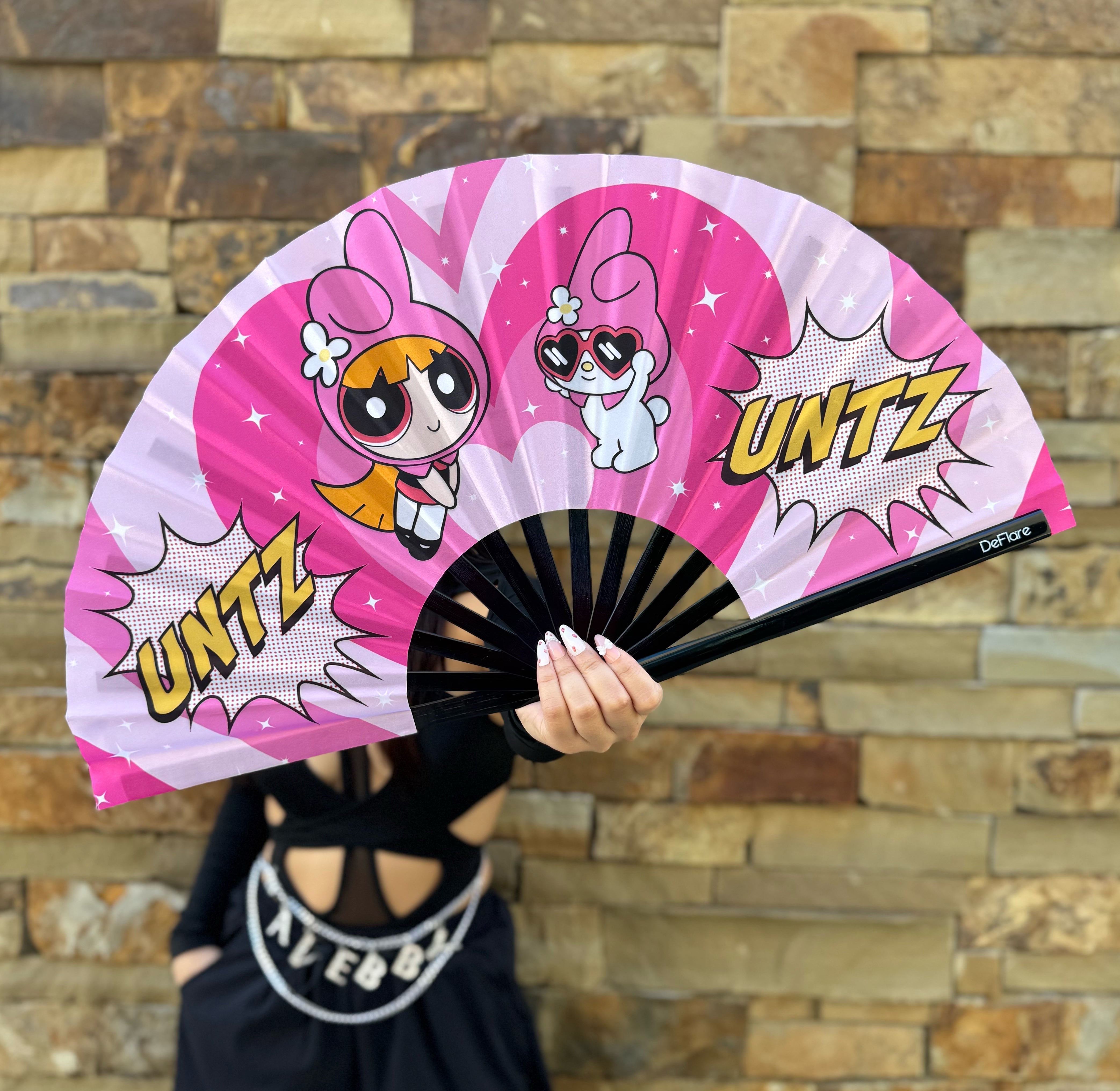 Kawaii Blossom Anime Rave Fan with Model