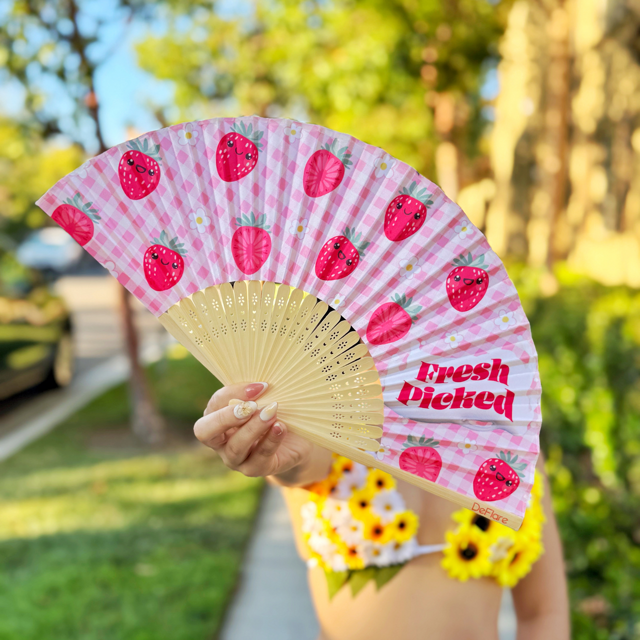 Strawberry Milk Mini Rave Fan